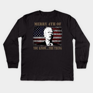 Funny Biden Confused Merry Happy 4th of You Know...The Thing Kids Long Sleeve T-Shirt